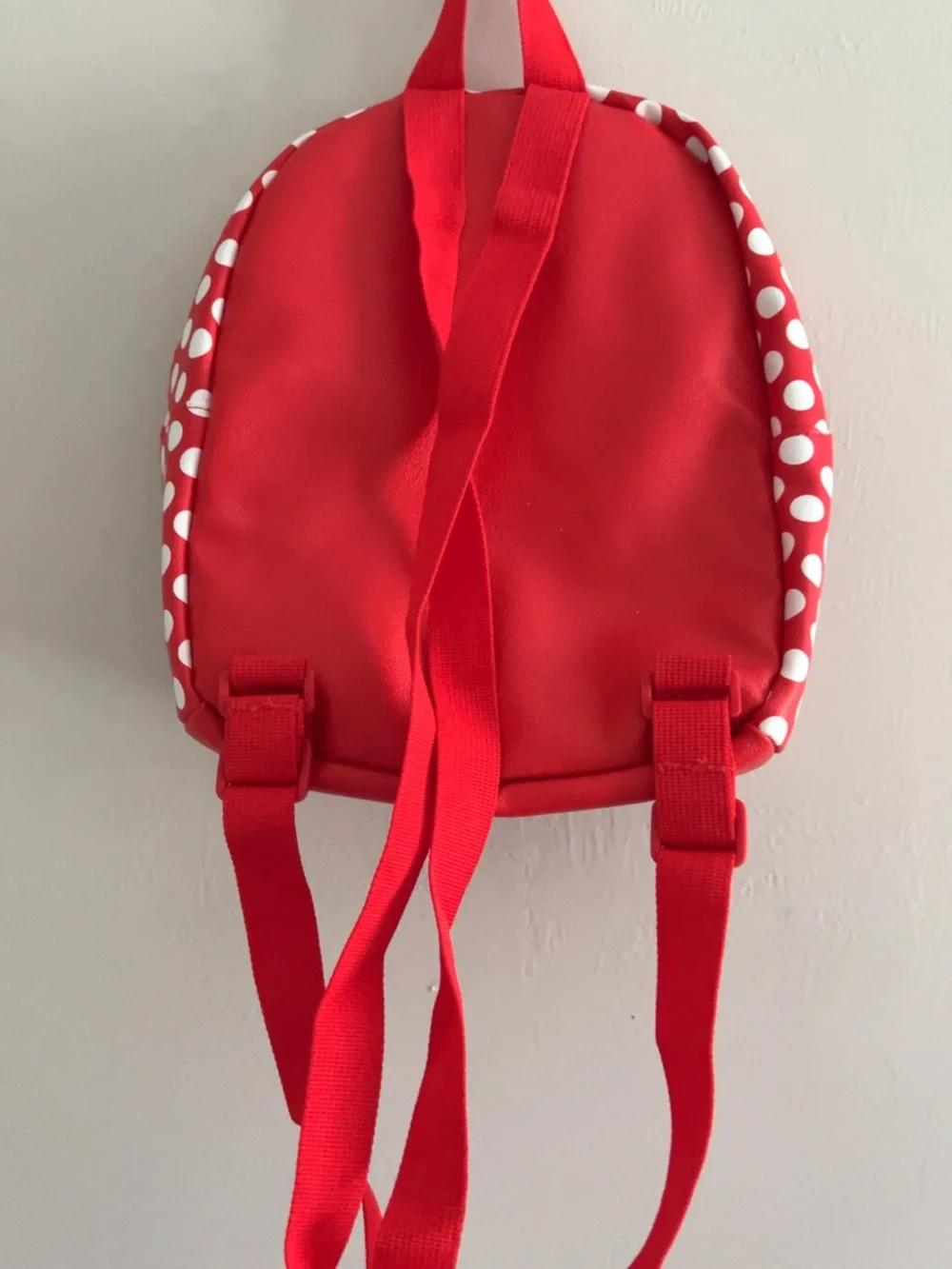 Disney Red and White Polka Dot Minnie Mouse Kids Backpack with Pink Accents